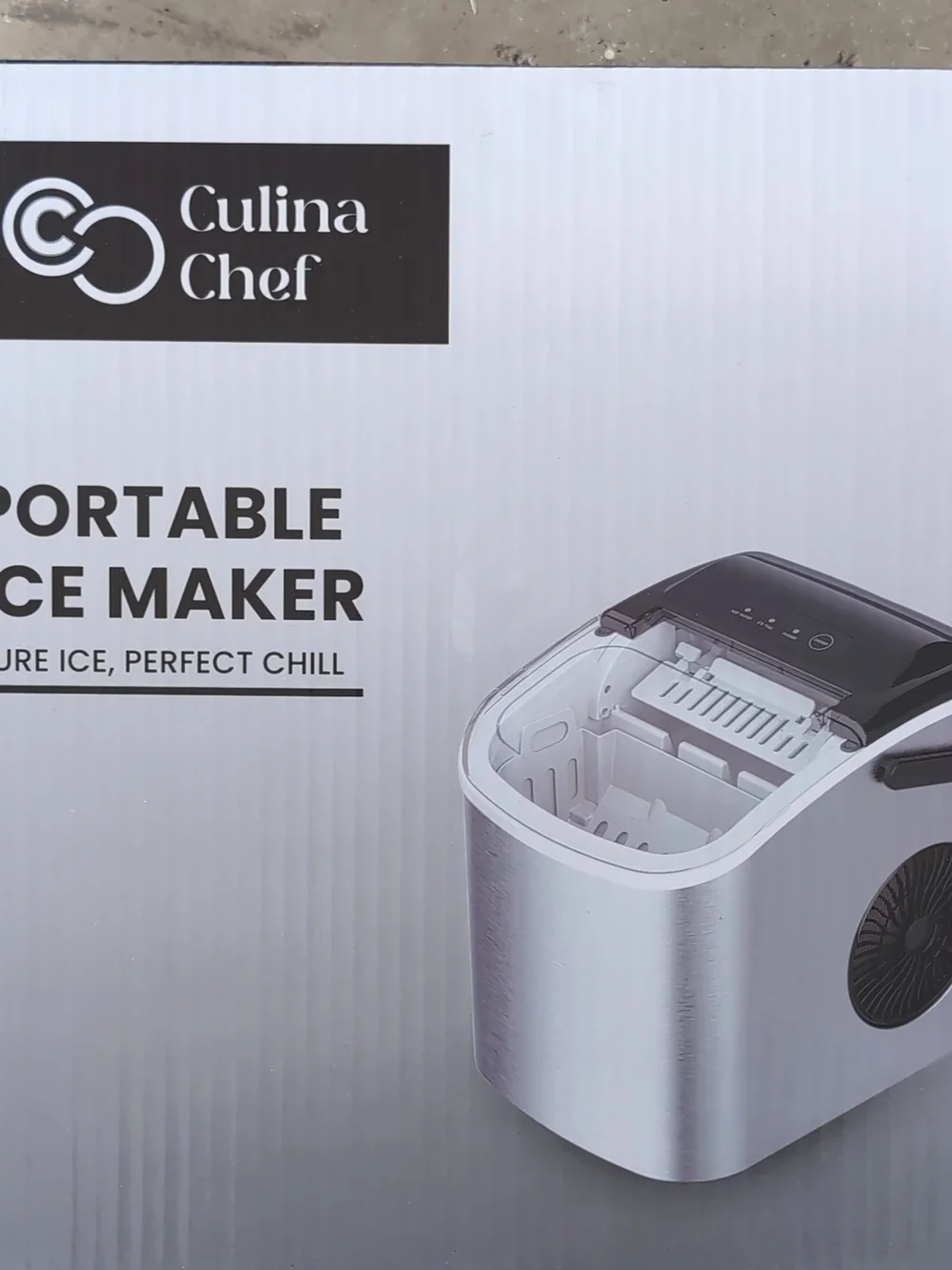 Lina Silver and Black Portable Ice Maker Box